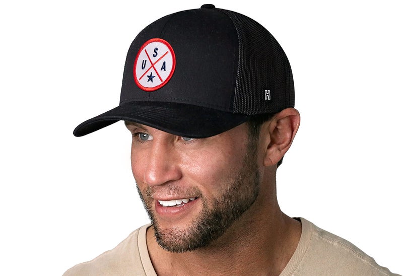 HAKA United States Black Trucker Hat â€“ R,W,B USA Mesh Snapback Cap for Men, Women & Golf, Country X Design Baseball Dad Hat - Image 3